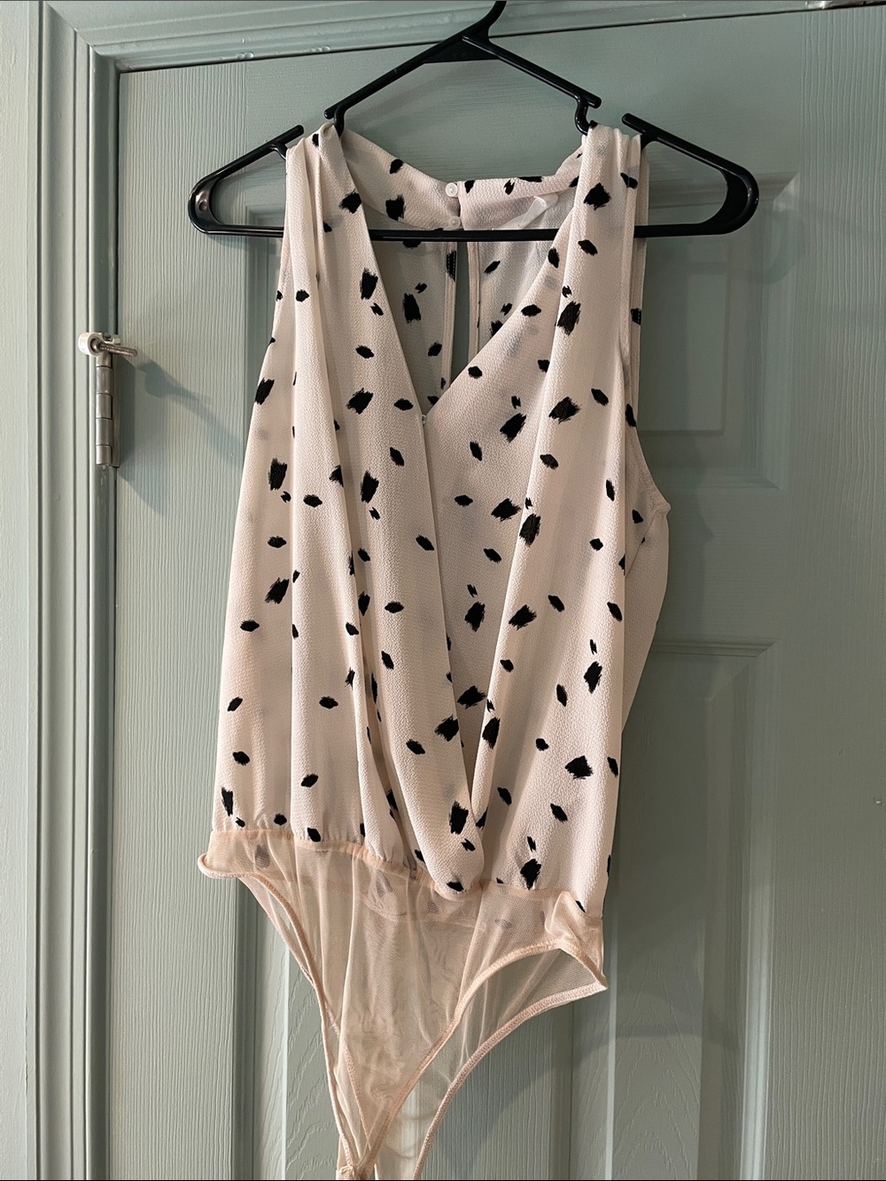 Lush Cream Bodysuit with Black Spot Print
